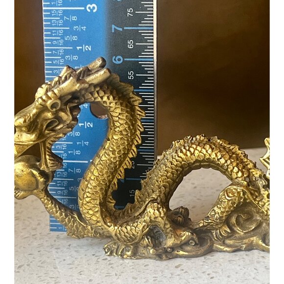 Brass Dragon Figurine Sculpture 4” x 2.5” T - Picture 10 of 11